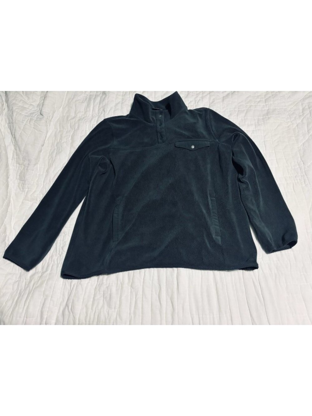 32 Degrees Heat Navy Blue Fleece Pullover Jacket L With Button Collar